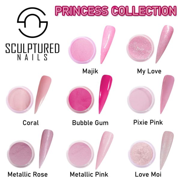 sculptured nails colored acryl princess collection
