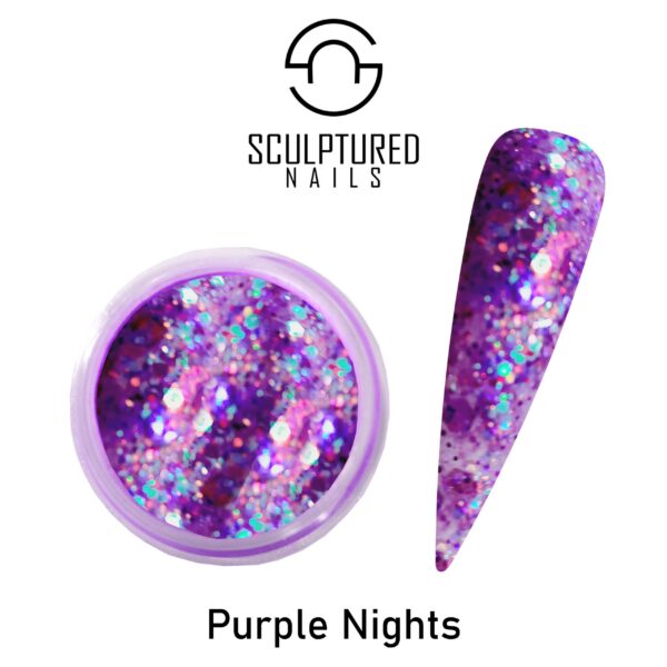 Sculptured Nails Glitter Acrylic Powder PURPLE NIGHTS