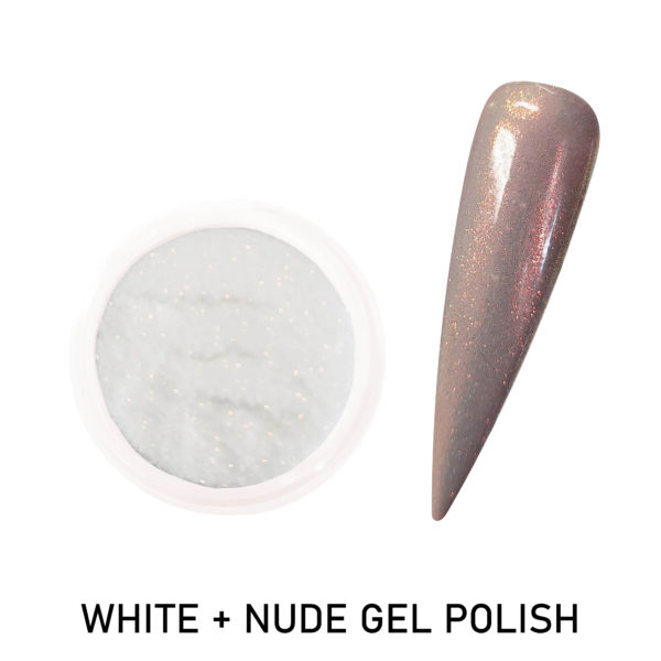 Mermaid Glitter Effect WHITE with nude gel polish